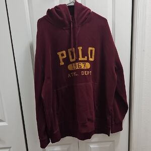 Polo by Ralph Lauren Maroon Hoodie with Yellow Details